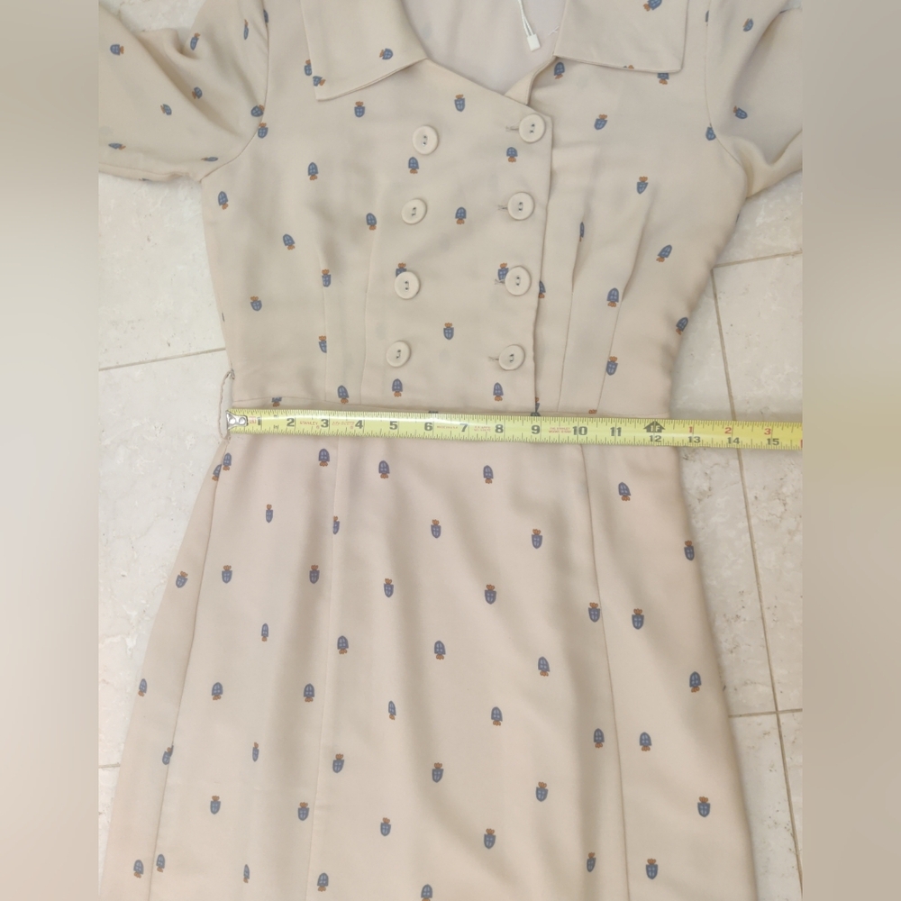 Simple Retro Elizabeth Retro Printed Dress Deep Apricot NWOT XS - Picture 13 of 16
